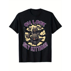 funny bat sky kittens halloween t shirt
