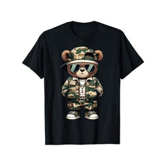 Camo Hip-hop Teddy Bear Graphic T-shirt
