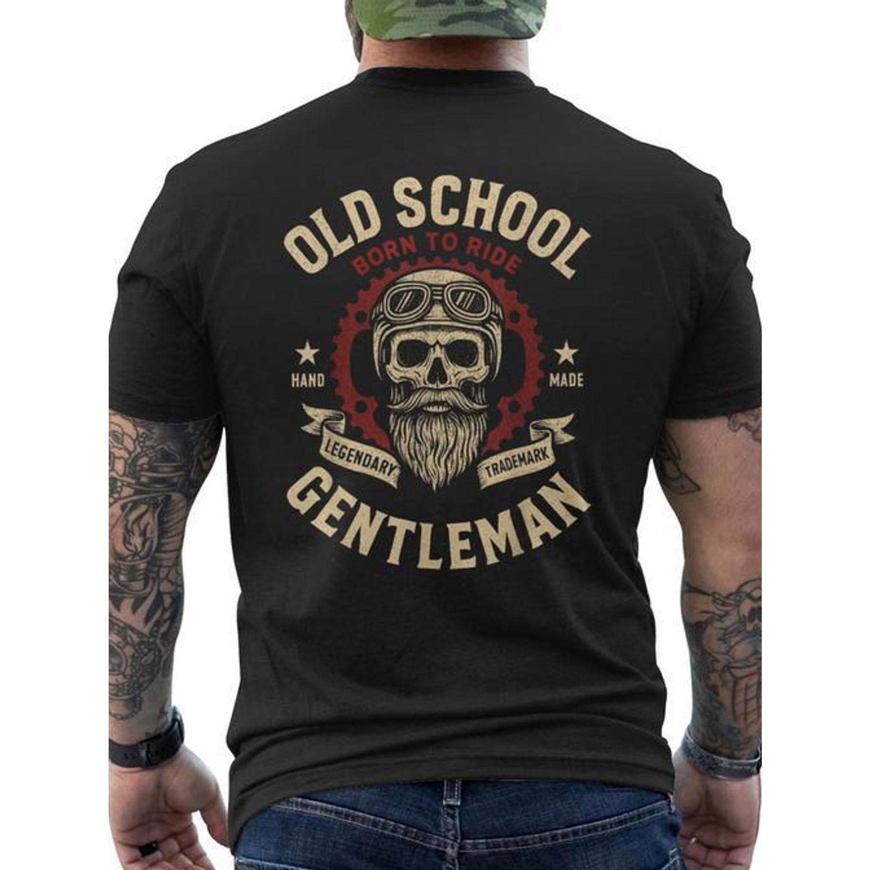 Retro Motorcycle Skull T-Shirt - “Born to Ride” Back Print Graphic Tee, Unisex Biker Enthusiast Gift