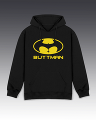 DIYANYONE Original BUTTMAN Parody Hoodie - Heavyweight Cotton Blend Pullover, Funny Superhero Culture Graphic Hoodies