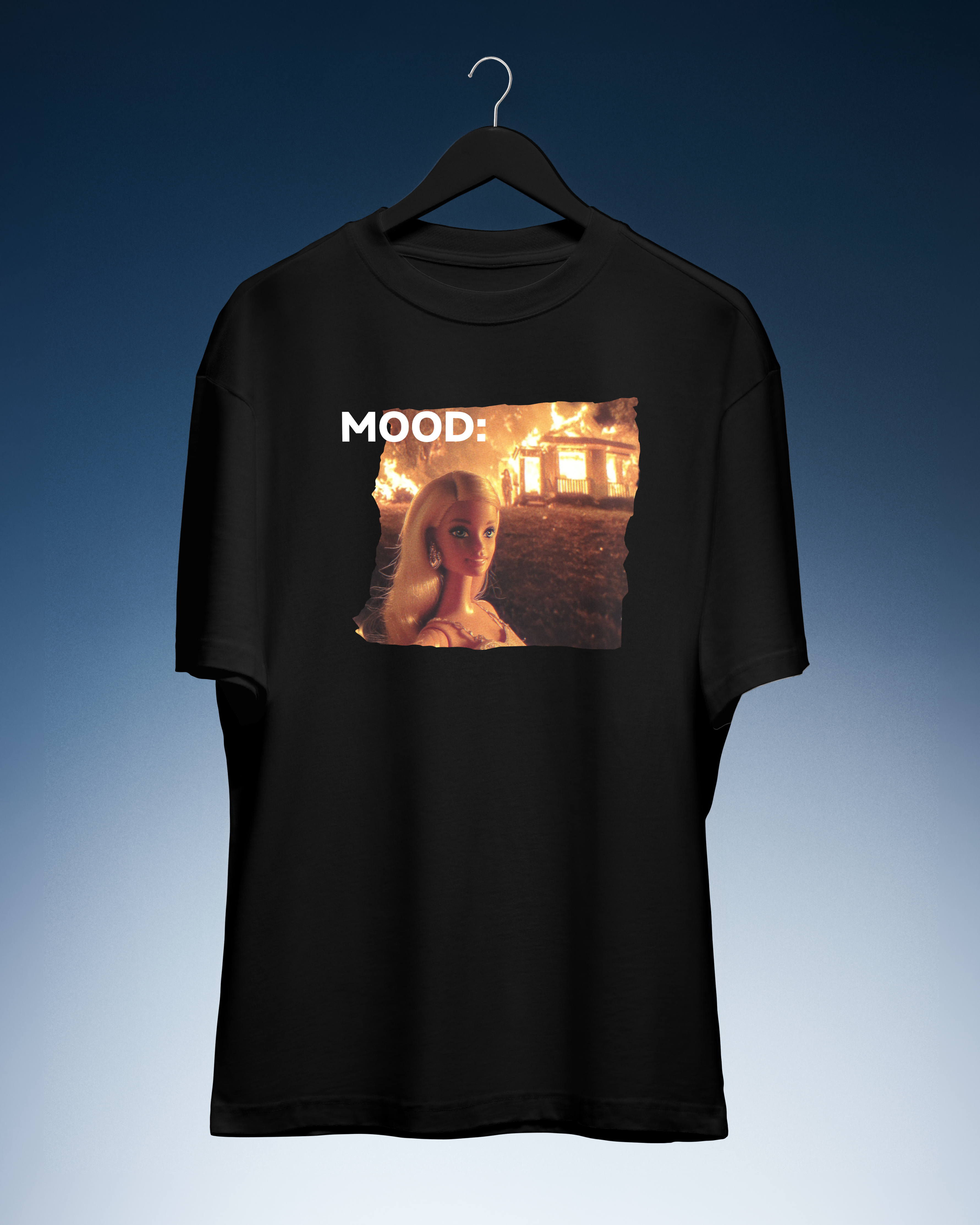 DIYANYONE Original Barbie Fire Meme Cotton Graphic T-Shirt - Dark Humor Statement Apparel, Viral Internet Pop Culture Style