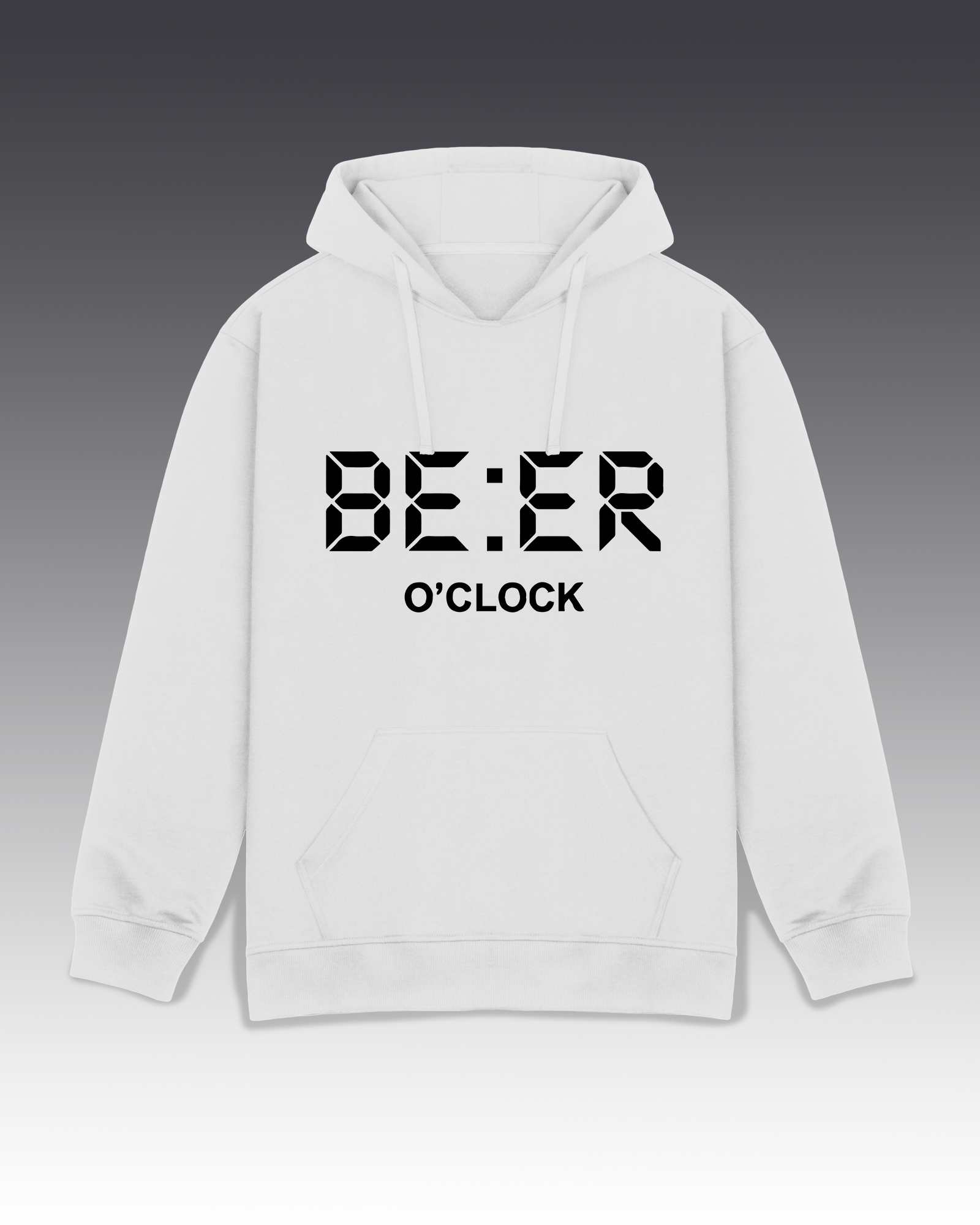 DIYANYONE Original "BE:ER O'CLOCK" Hoodie - Heavyweight Cotton Blend Pullover, Digital Clock Beer Humor Hoodies