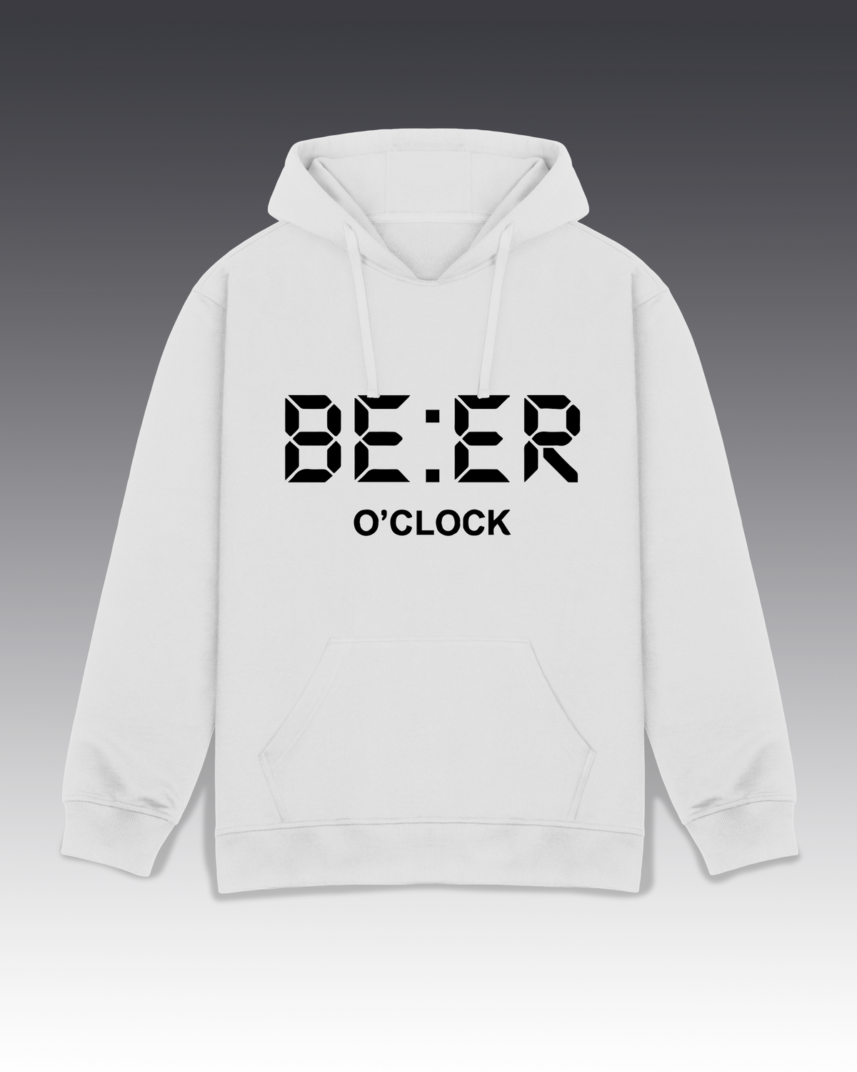 DIYANYONE Original "BE:ER O'CLOCK" Hoodie - Heavyweight Cotton Blend Pullover, Digital Clock Beer Humor Hoodies