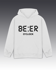 DIYANYONE Original "BE:ER O'CLOCK" Hoodie - Heavyweight Cotton Blend Pullover, Digital Clock Beer Humor Hoodies