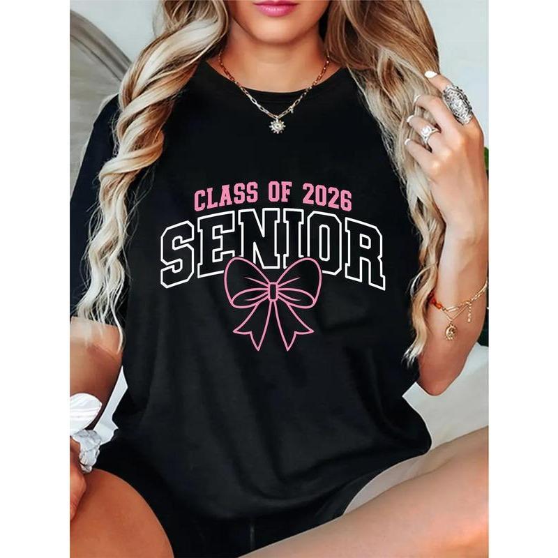 Class of 2026 Senior Pink Coquette Bow T-Shirt
