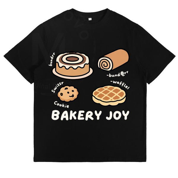 Cartoon Bakery Food Graphic T-Shirt for Men