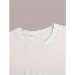 Women's Casual Oversized T-Shirt With Black Star Print - White Round Neck Short Sleeve Top For Spring/Summer, Machine Washable & Breathable Casual Att