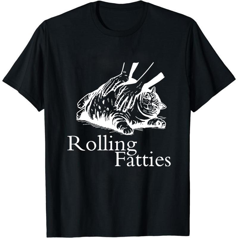 Rolling Fatties Funny Fat Cat Lover Graphic T-Shirt