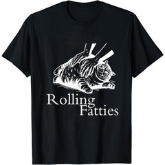 Rolling Fatties Funny Fat Cat Lover Graphic T-Shirt