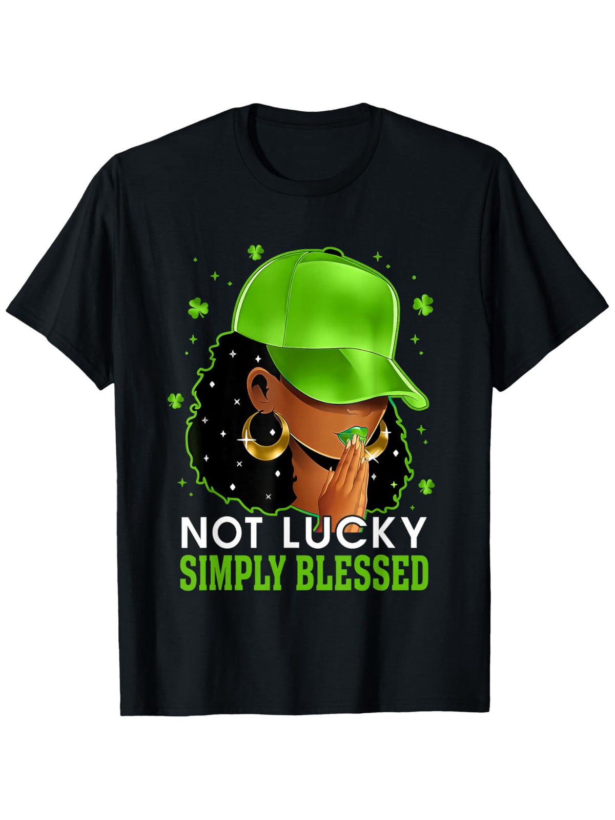 Not Lucky Simply Blessed Graphic Tee for Women, St Patricks Day Faith Quote Short Sleeve T-Shirt, Irish Shamrock Christian Crew Neck Top for Daily Wear