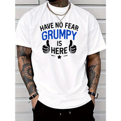 Men's Casual Fashion Short-sleeve T-shirt, Featuring a New "No Fear" Graphic Print Design, 100% Polyester, Regular Fit Round Neck, Comfortable Stretch Summer Fashion Tee, Casual Daily Style Clothing, Ideal as a Gift
