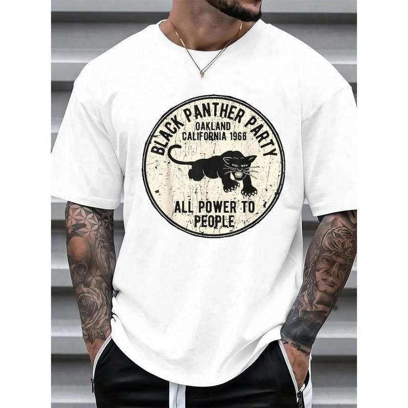 [Summer Short Sleeve Casual T-Shirt] 1966 Oakland, California Black Panther Party Men's Summer Short Sleeve Crew Neck Casual T-Shirt