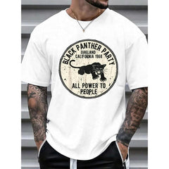 [Summer Short Sleeve Casual T-Shirt] 1966 Oakland, California Black Panther Party Men's Summer Short Sleeve Crew Neck Casual T-Shirt