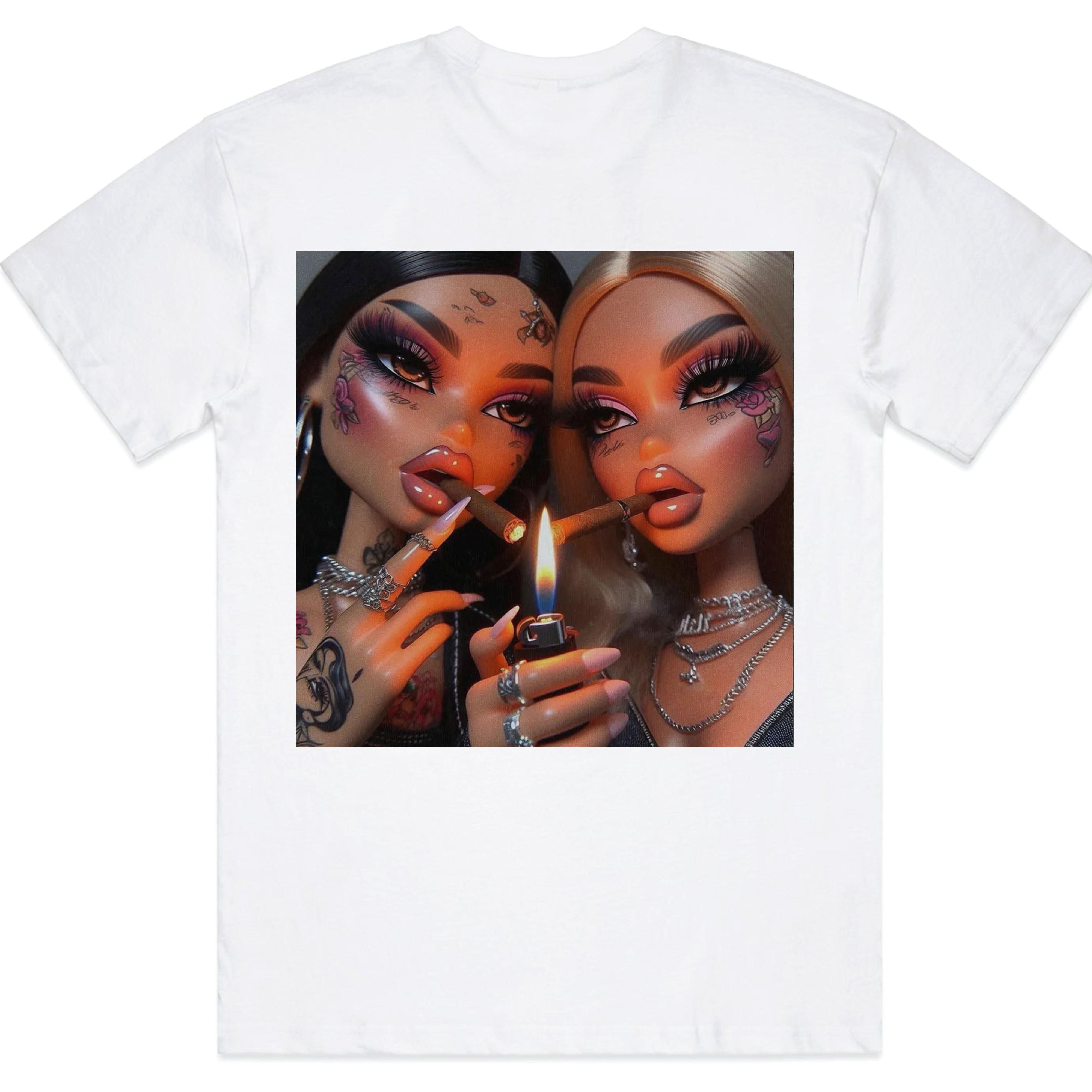 Funny Doll face meme Print Batik Vintage Style T-Shirt -Retro Graphic Tee, Unisex Summer Casual Top