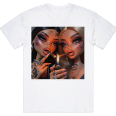 Funny Doll face meme Print Batik Vintage Style T-Shirt -Retro Graphic Tee, Unisex Summer Casual Top