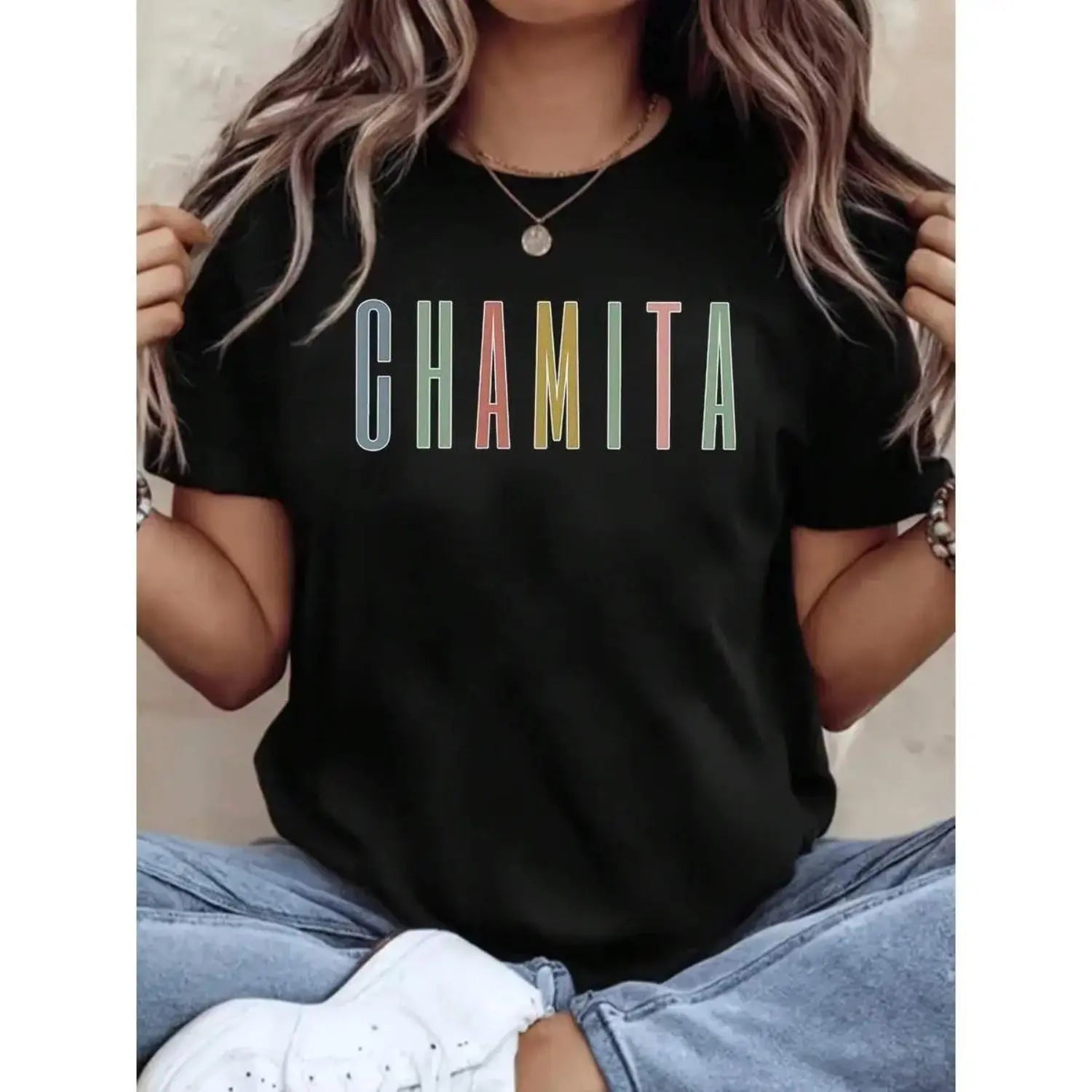 Unisex Venezuelan Pride 'CHAMITA' Print Cotton T-Shirt Soft Fashionable Casual Short Sleeve Crew Neck Top