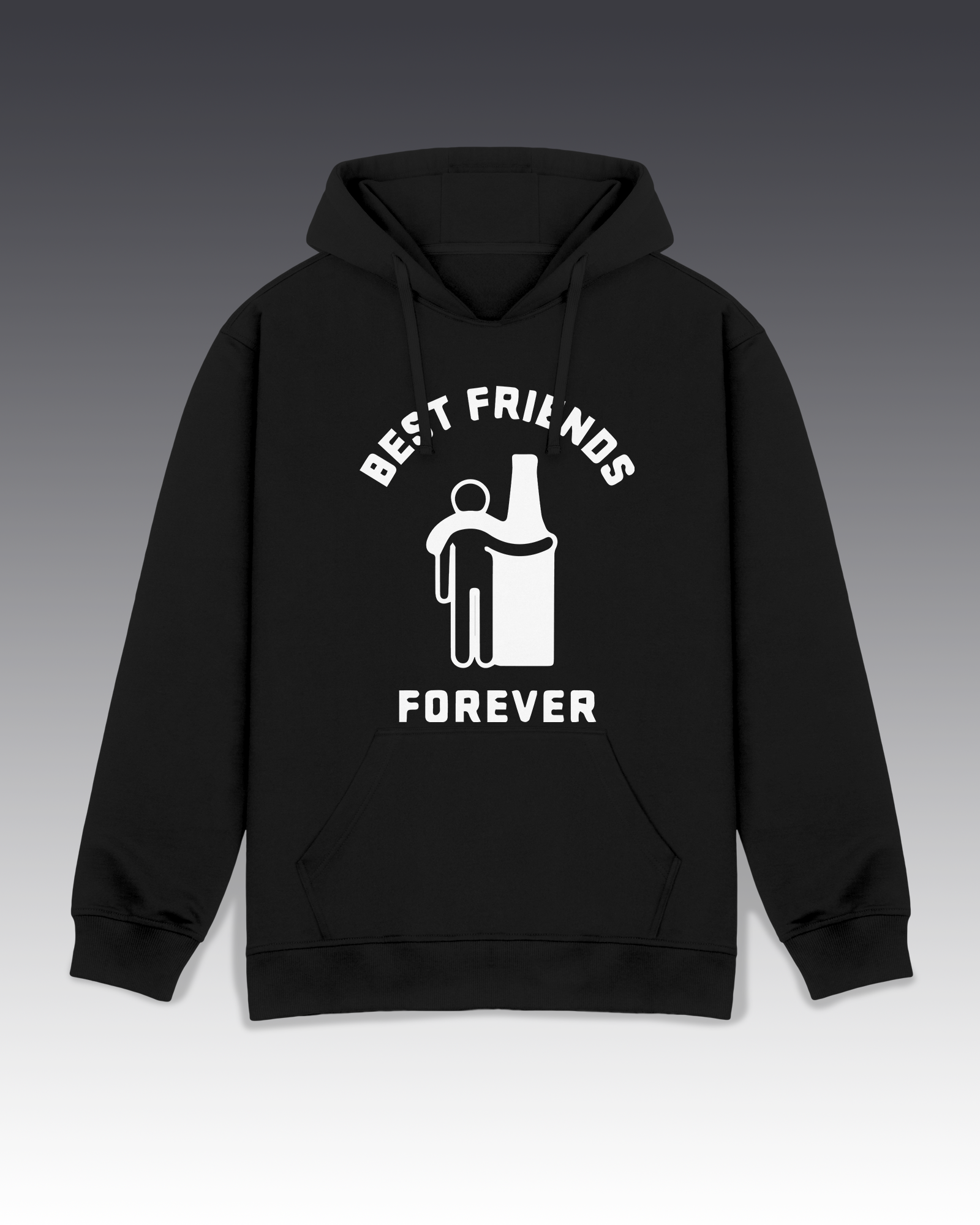 DIYANYONE Original "BEST FRIENDS FOREVER" Hoodie - Heavyweight Cotton Blend Pullover, Funny Alcohol Humor Hoodies