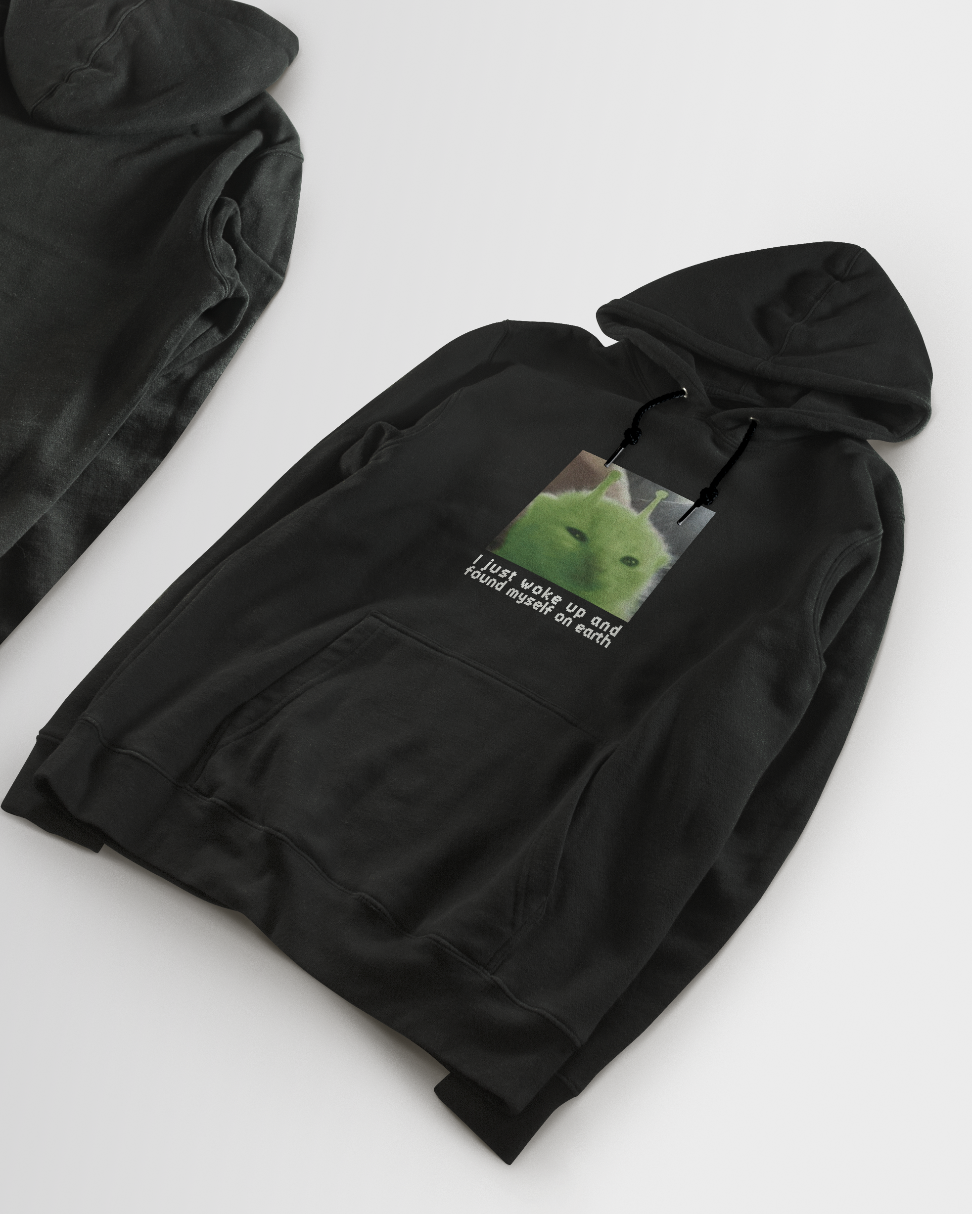 DIYANYONE Original Meme Hoodie: Alien Cat Earth Wake-Up