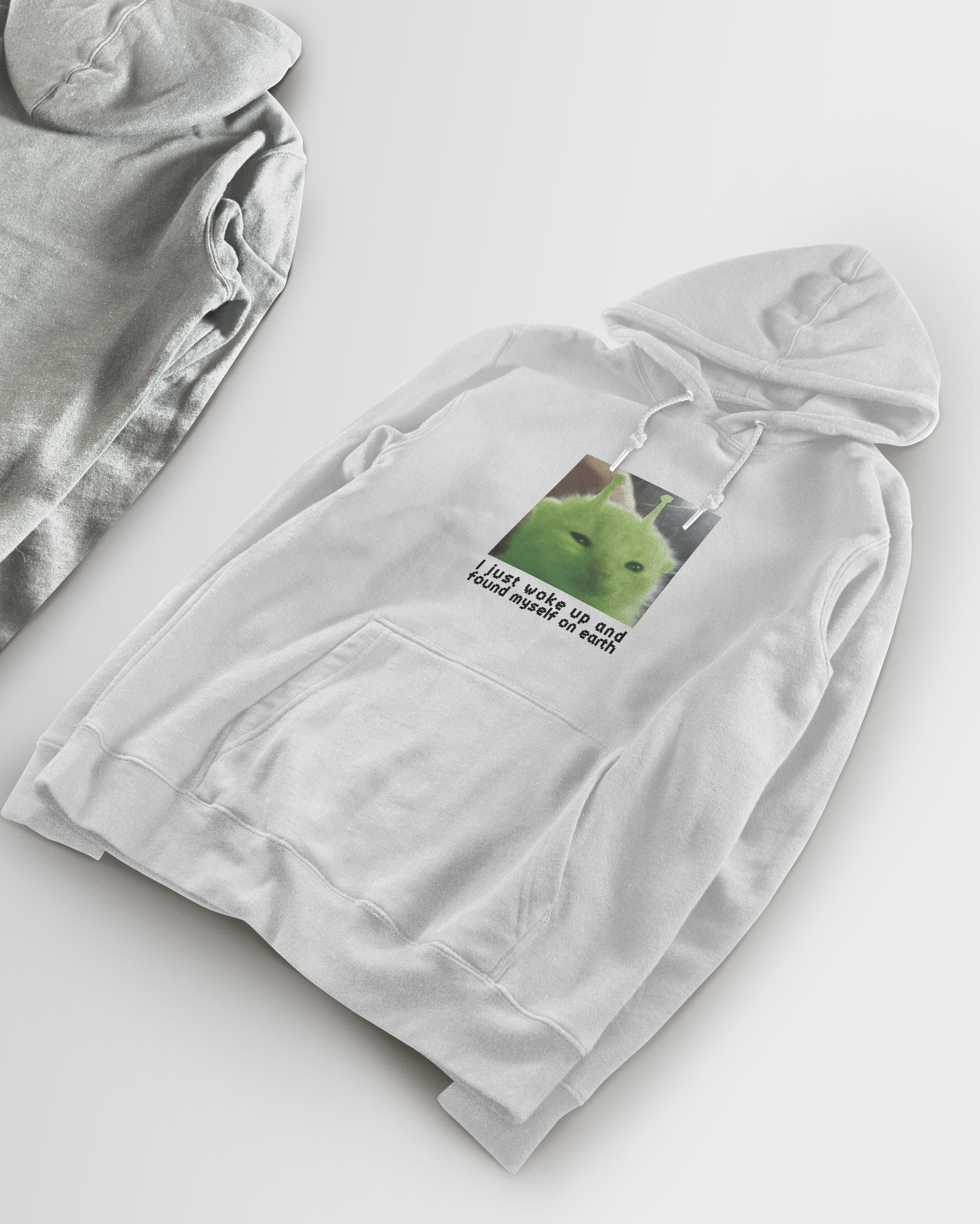 DIYANYONE Original Meme Hoodie: Alien Cat Earth Wake-Up
