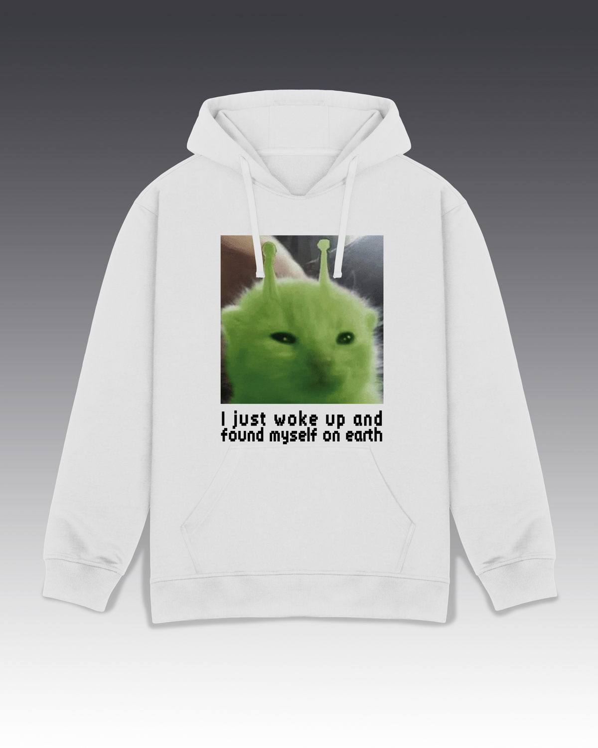 DIYANYONE Original Meme Hoodie: Alien Cat Earth Wake-Up