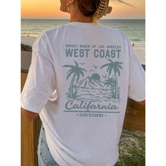 Women's New Summer Casual Round Neck Short Sleeve-Shirt, Simple Versatile Tree Print, Suitable Daily Wear. Tee,