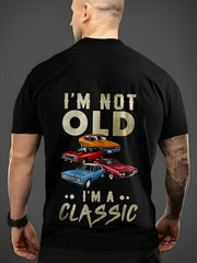 Men'S Trendy Casual And Fashionable Sports T-Shirt, Car Print Patterns, Regular Round-Neck Outdoor Top I’m Not Old Print Graphic Tshirt For Men