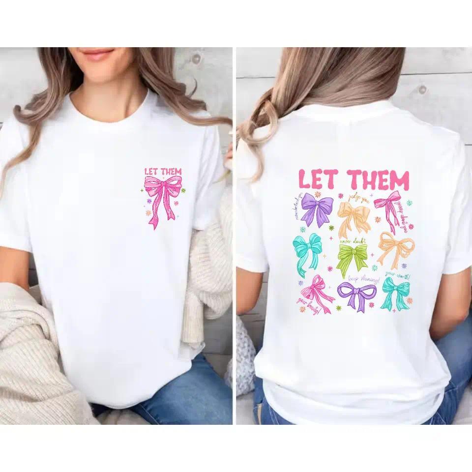 Love Short-Sleeve Cotton Top, Empowering Stylish Streetwear T-Shirt with "LET THEM" Motif - Ideal for Confidence-Seeking Individuals, Premium Fabric
