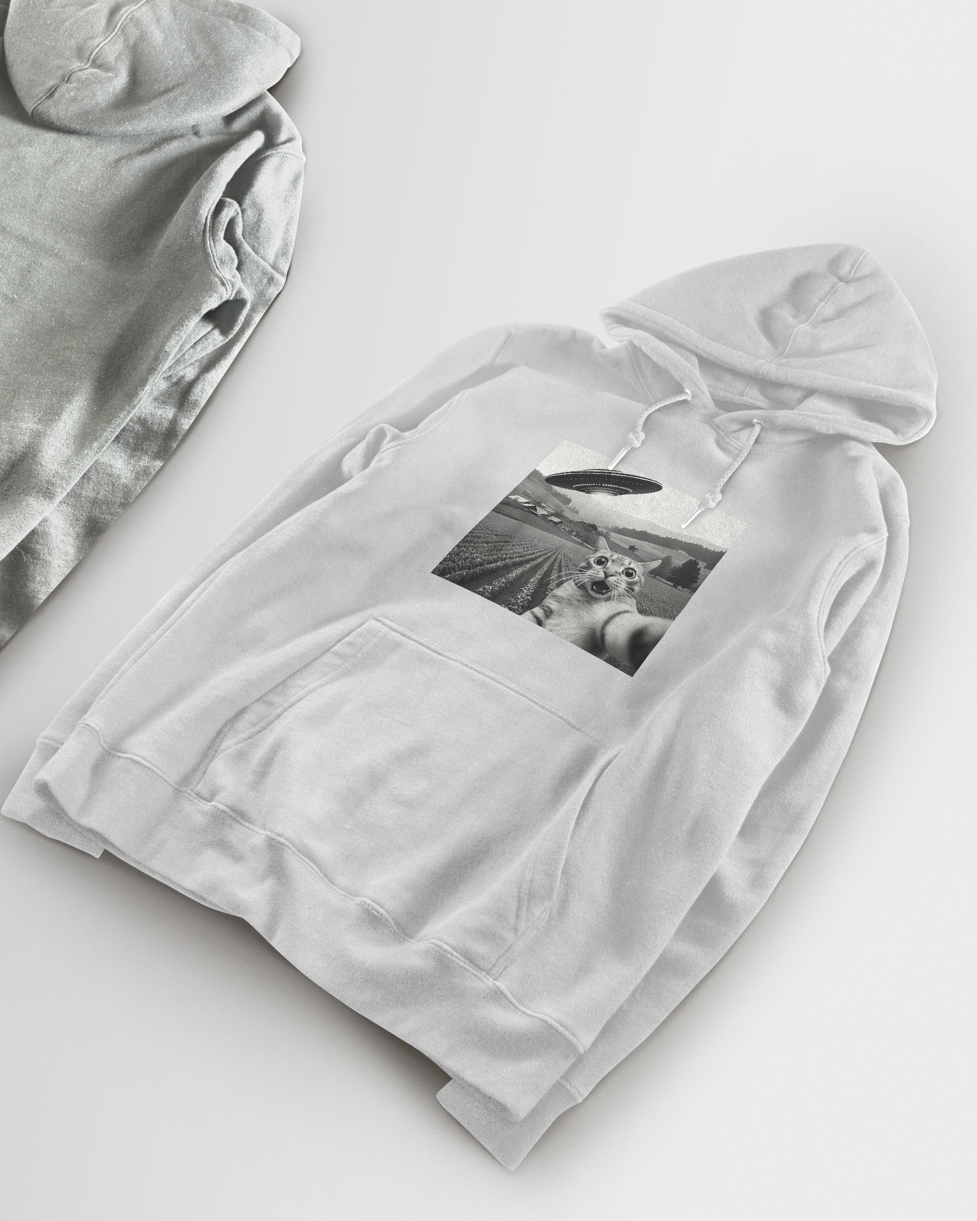 DIYANYONE Meme Hoodies: Cat Selfie Field UFO Abduction Trip