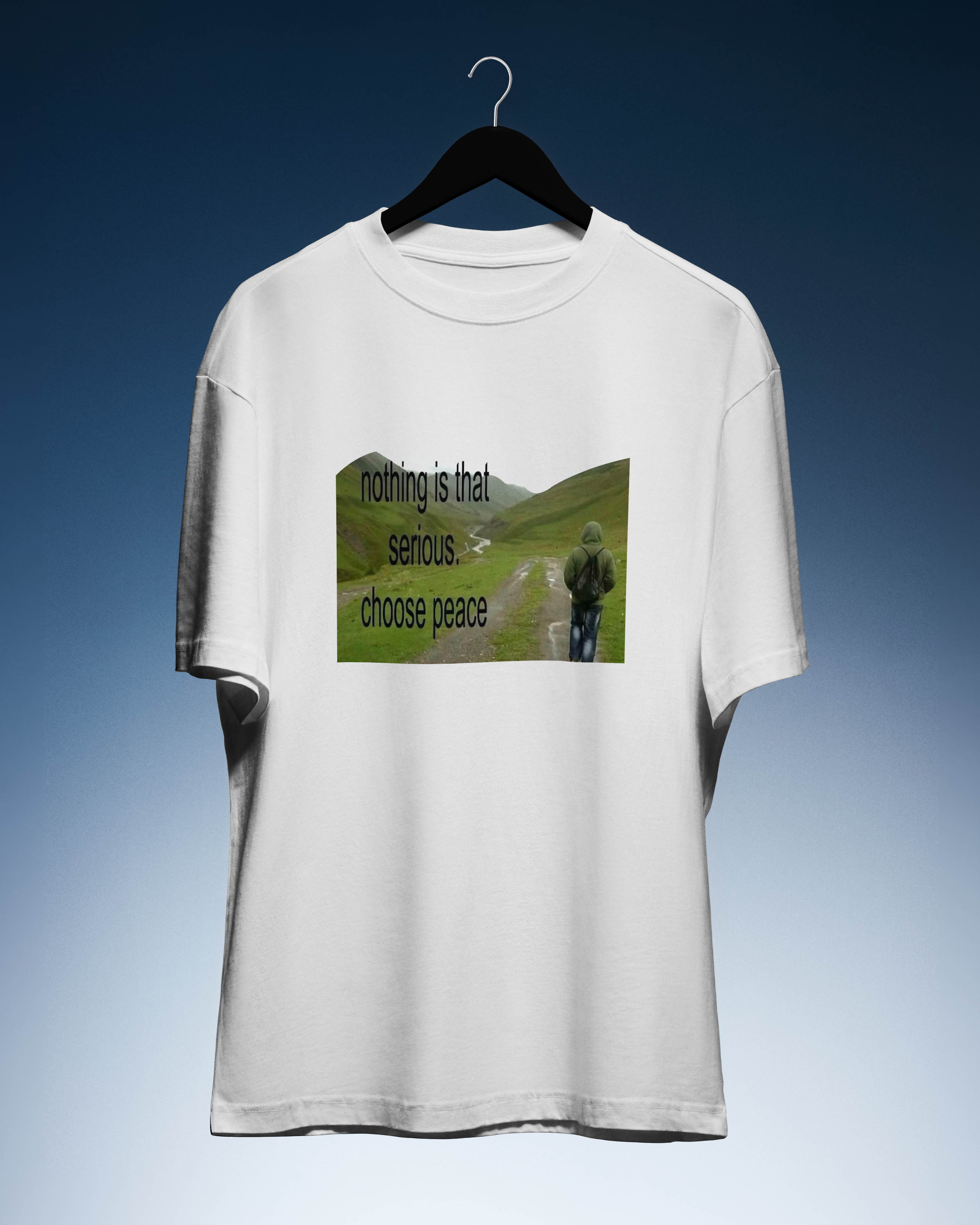 DIYANYONE Original "CHOOSE PEACE" Cotton T-Shirt - Nature Landscape Graphic Tee, Mental Health & Wellness Style