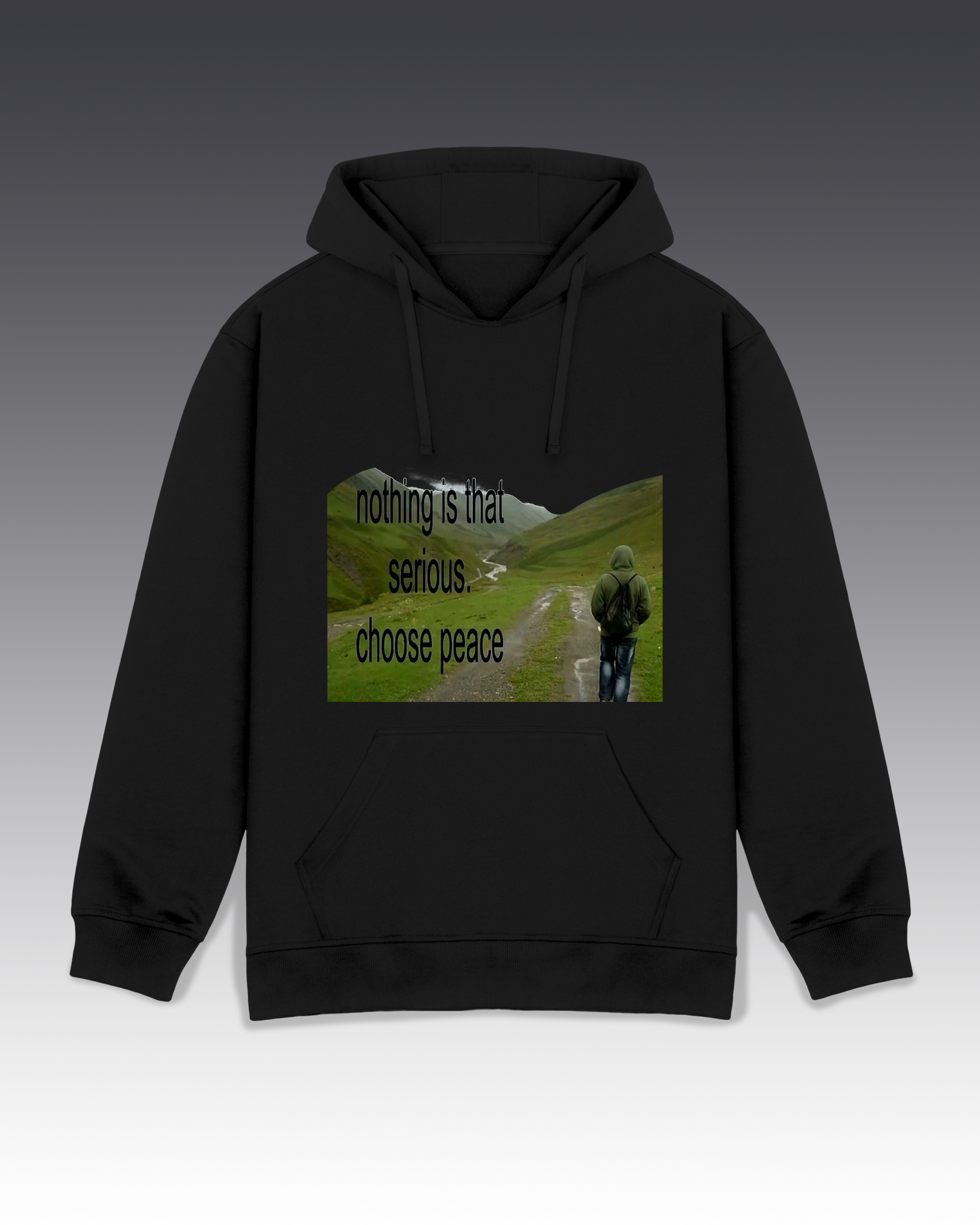 DIYANYONE Original "CHOOSE PEACE" Hoodie - Heavyweight Cotton Blend Wellness Pullover, Nature Landscape Mental Health Hoodies