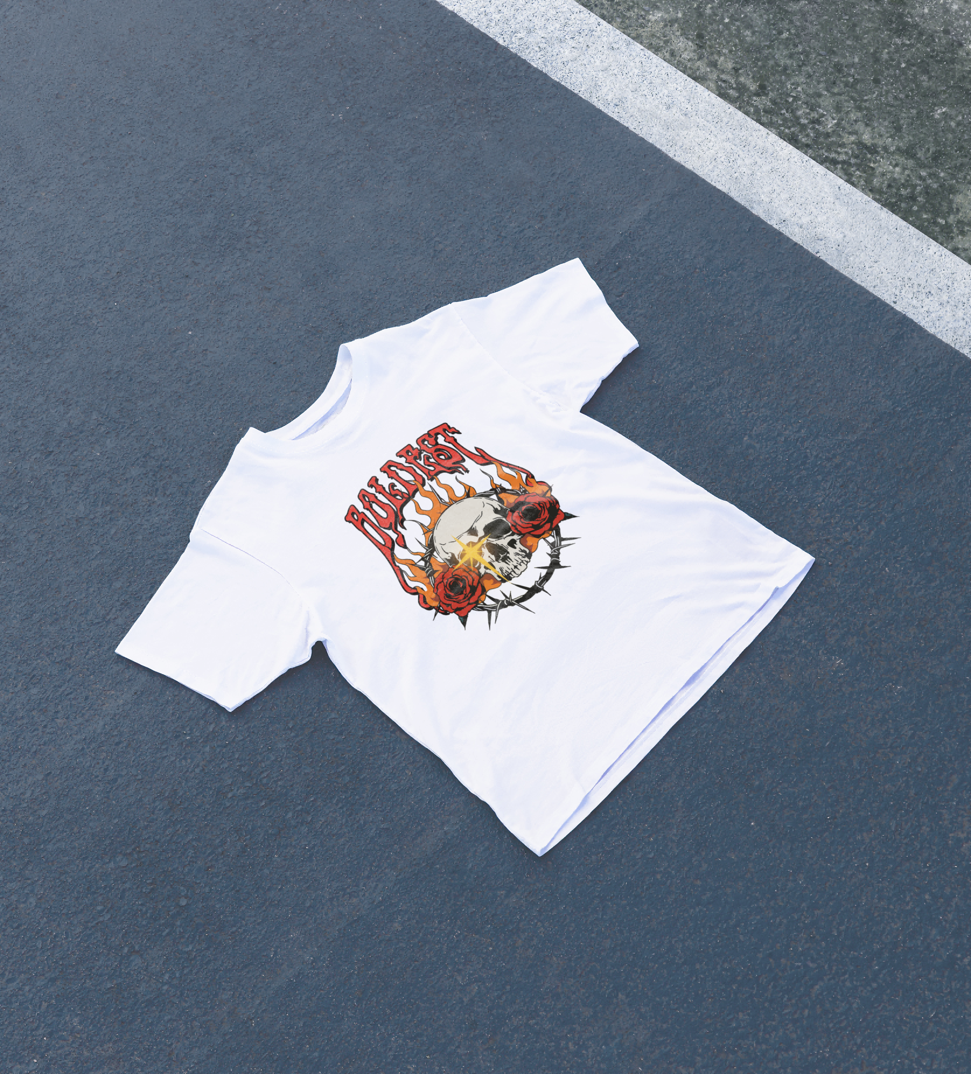 DIYANYONE Original Streetwear Tee: BOLDEST Skull and Flame Graphic