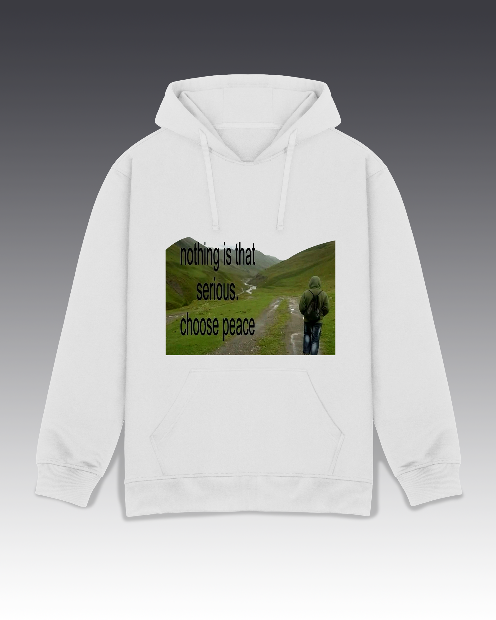 DIYANYONE Original "CHOOSE PEACE" Hoodie - Heavyweight Cotton Blend Wellness Pullover, Nature Landscape Mental Health Hoodies