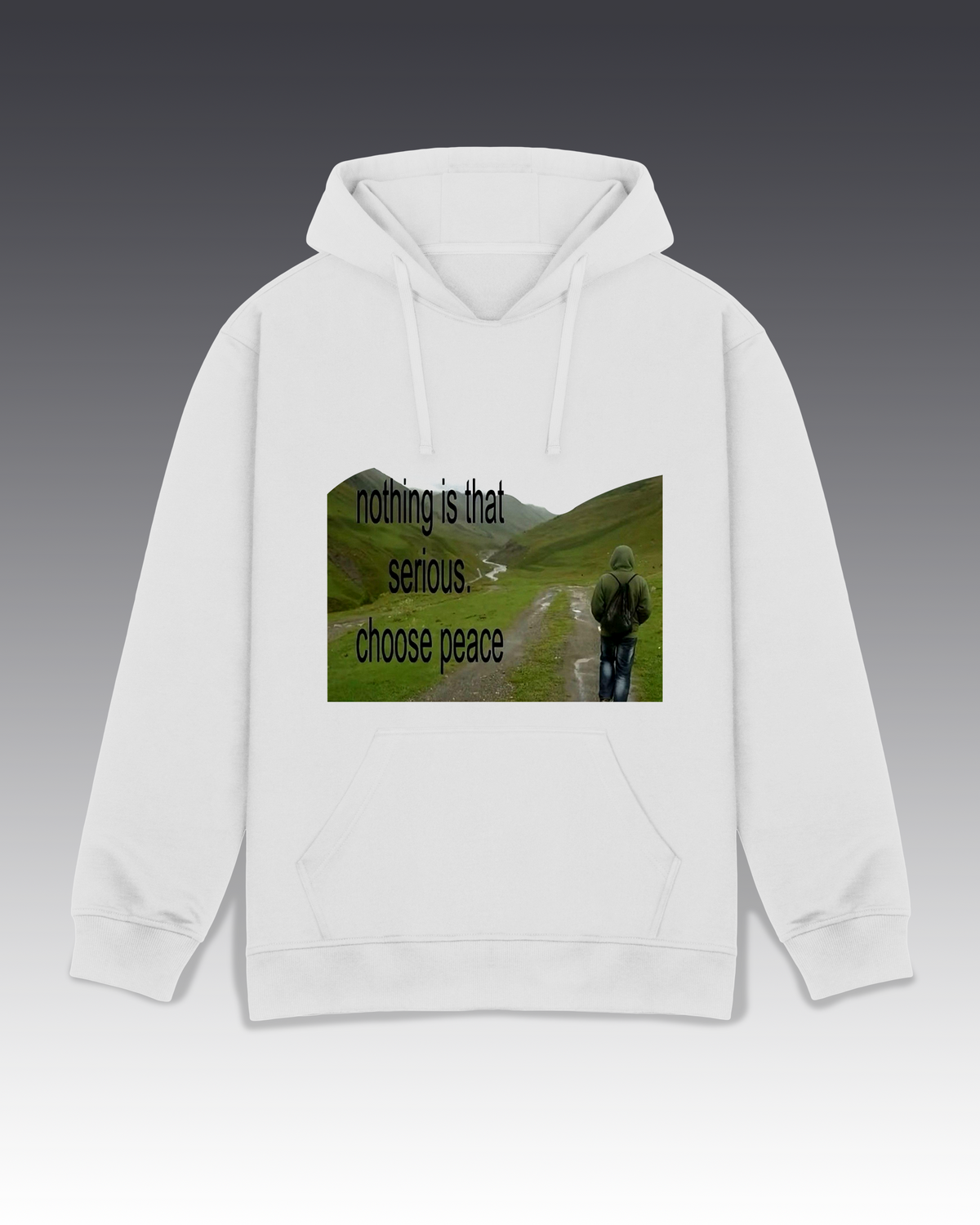 DIYANYONE Original "CHOOSE PEACE" Hoodie - Heavyweight Cotton Blend Wellness Pullover, Nature Landscape Mental Health Hoodies