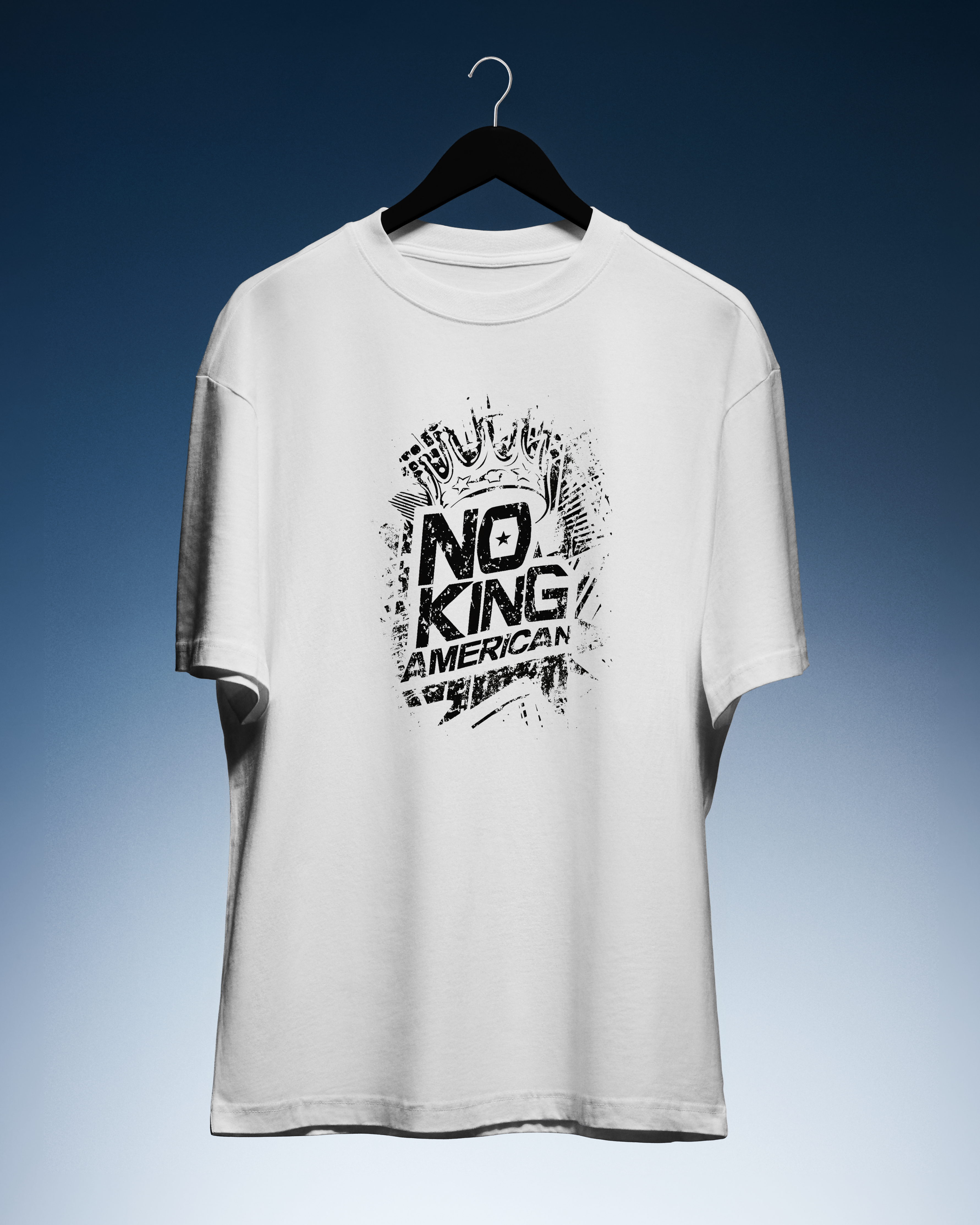 DIYANYONE Original "NO KING AMERICAN" Cotton T-Shirt - Grunge Style Anti-Establishment Tee, Long Sleeve Political Graphic T-Shirt