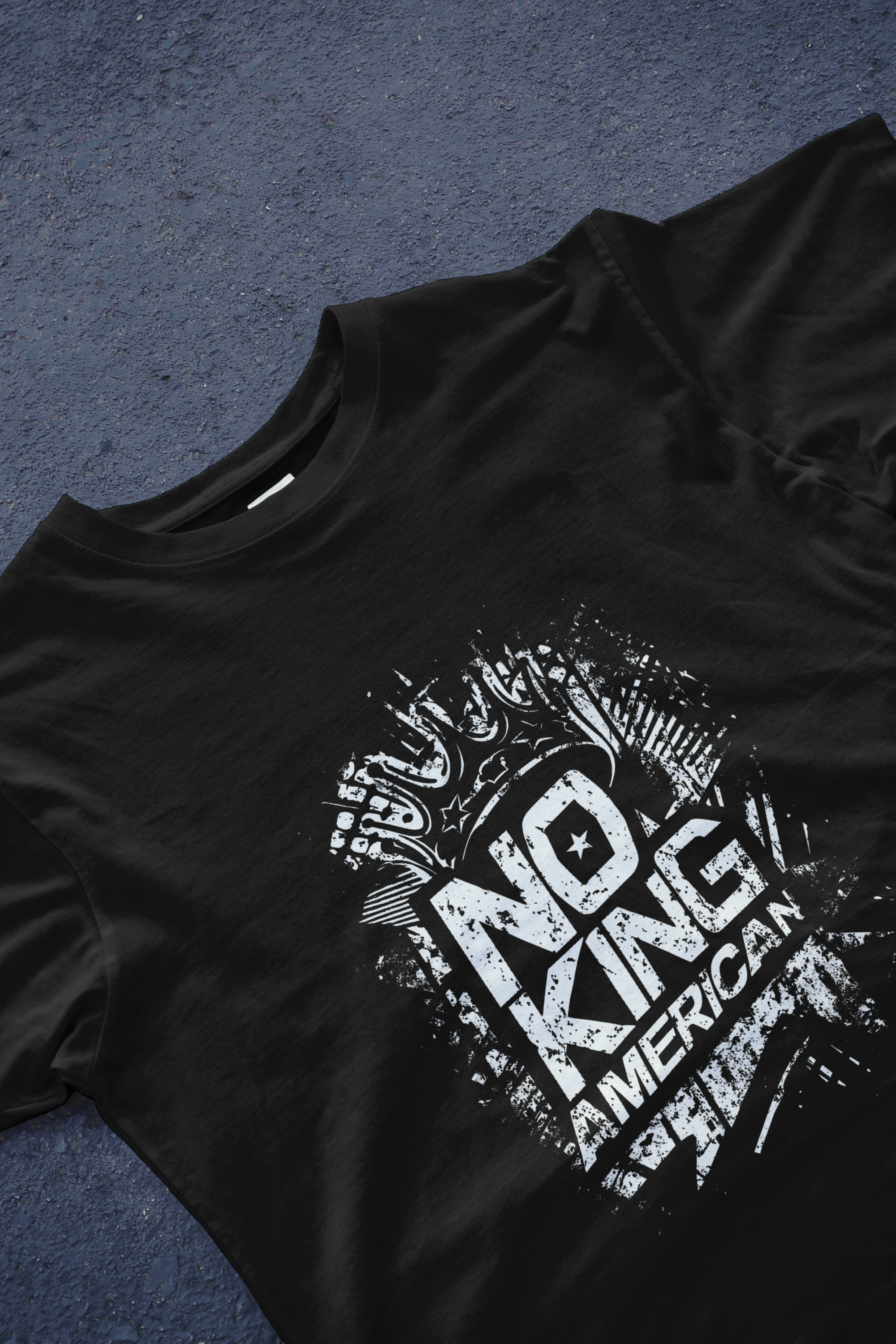 DIYANYONE Original "NO KING AMERICAN" Cotton T-Shirt - Grunge Style Anti-Establishment Tee, Long Sleeve Political Graphic T-Shirt