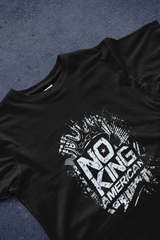 DIYANYONE Original "NO KING AMERICAN" Cotton T-Shirt - Grunge Style Anti-Establishment Tee, Long Sleeve Political Graphic T-Shirt