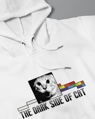 DIYANYONE Original "THE DARK SIDE OF CAT" Hoodie - Heavyweight Cotton Blend Pullover, Viral Meme Band Culture Graphic Hoodies