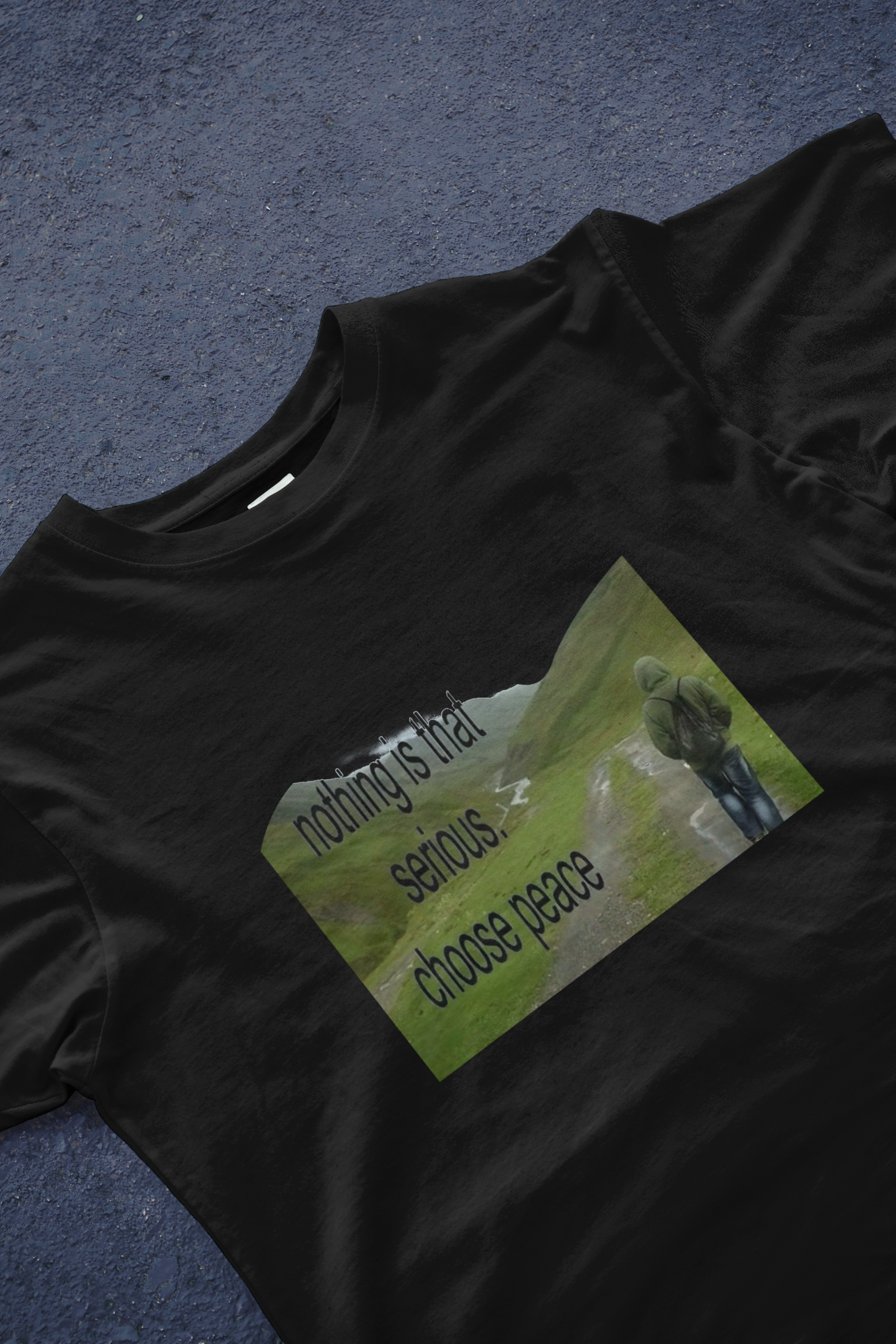 DIYANYONE Original "CHOOSE PEACE" Cotton T-Shirt - Nature Landscape Graphic Tee, Mental Health & Wellness Style