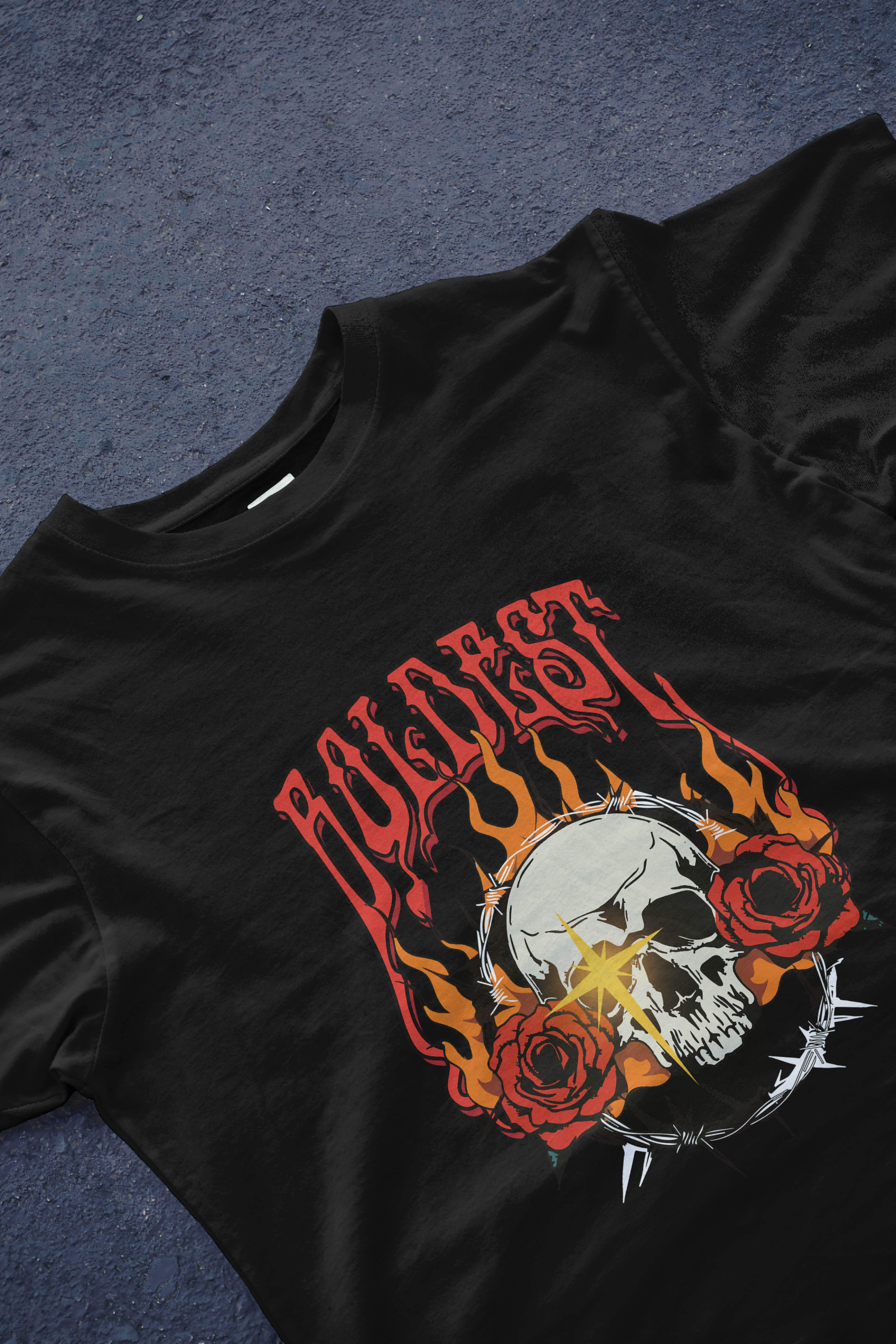 DIYANYONE Original Streetwear Tee: BOLDEST Skull and Flame Graphic