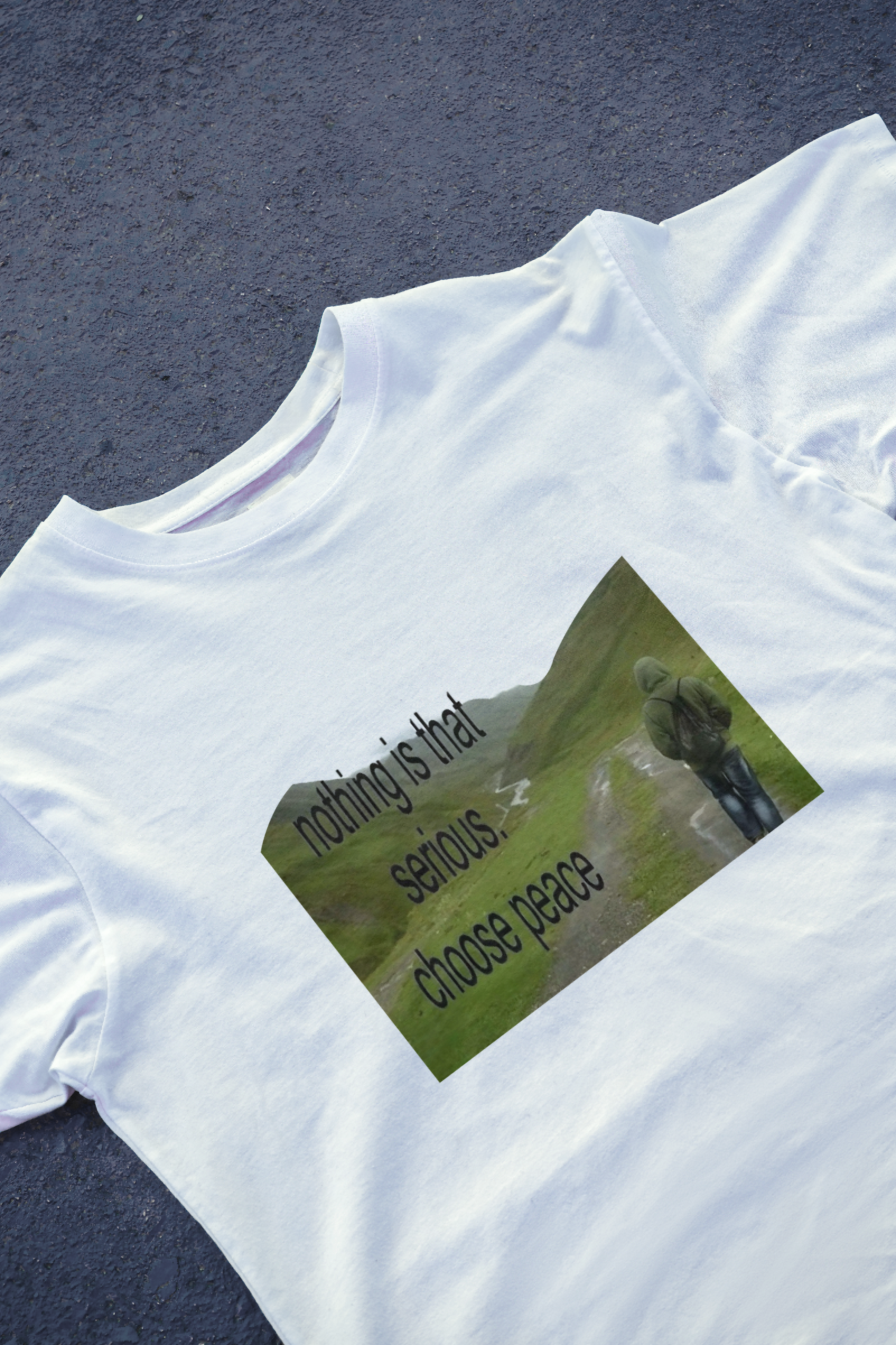 DIYANYONE Original "CHOOSE PEACE" Cotton T-Shirt - Nature Landscape Graphic Tee, Mental Health & Wellness Style