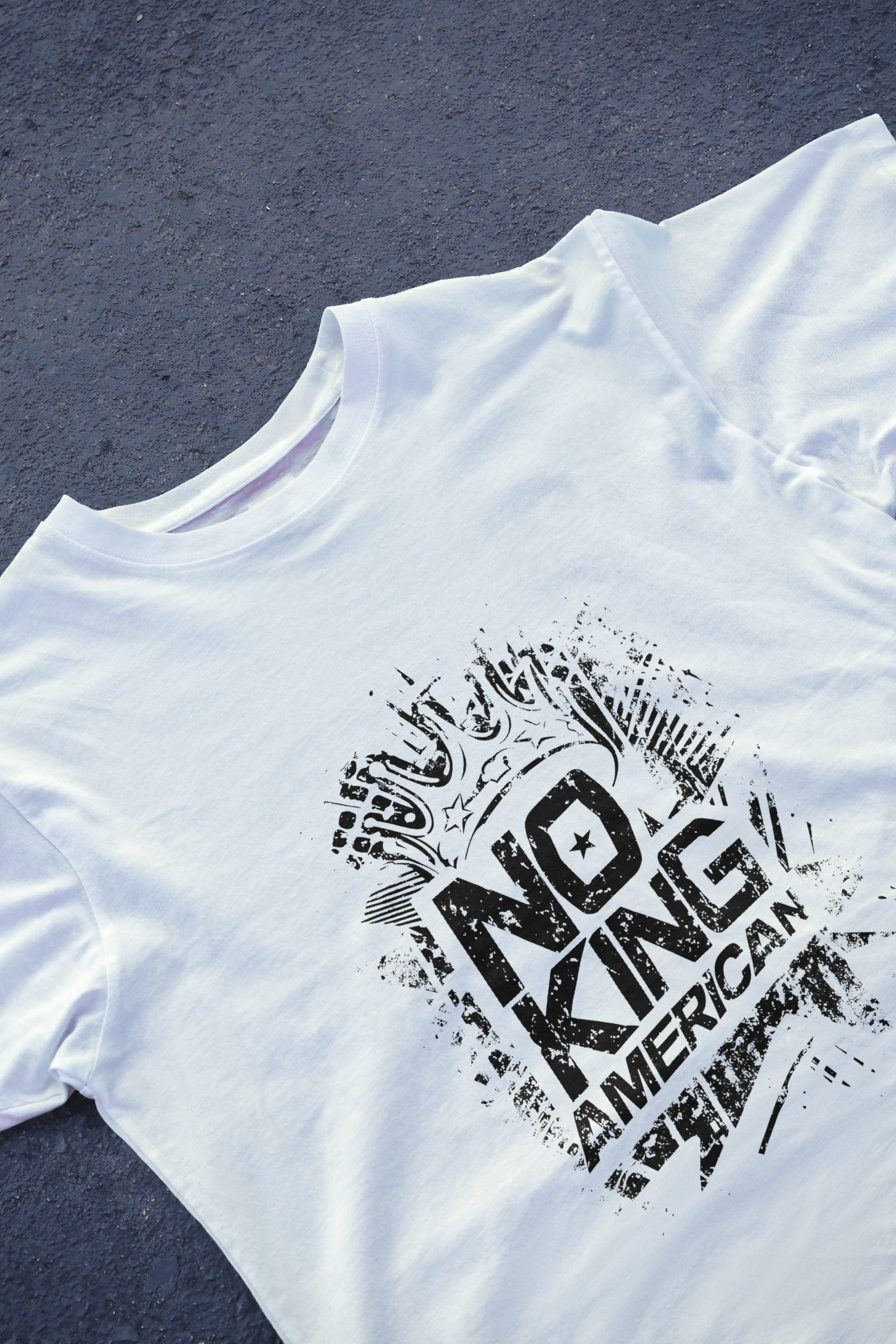 DIYANYONE Original "NO KING AMERICAN" Cotton T-Shirt - Grunge Style Anti-Establishment Tee, Long Sleeve Political Graphic T-Shirt