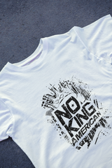 DIYANYONE Original "NO KING AMERICAN" Cotton T-Shirt - Grunge Style Anti-Establishment Tee, Long Sleeve Political Graphic T-Shirt