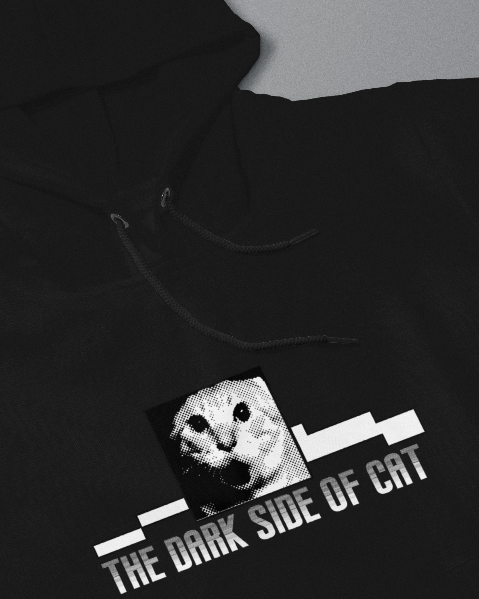 DIYANYONE Original "THE DARK SIDE OF CAT" Hoodie - Heavyweight Cotton Blend Pullover, Viral Meme Band Culture Graphic Hoodies