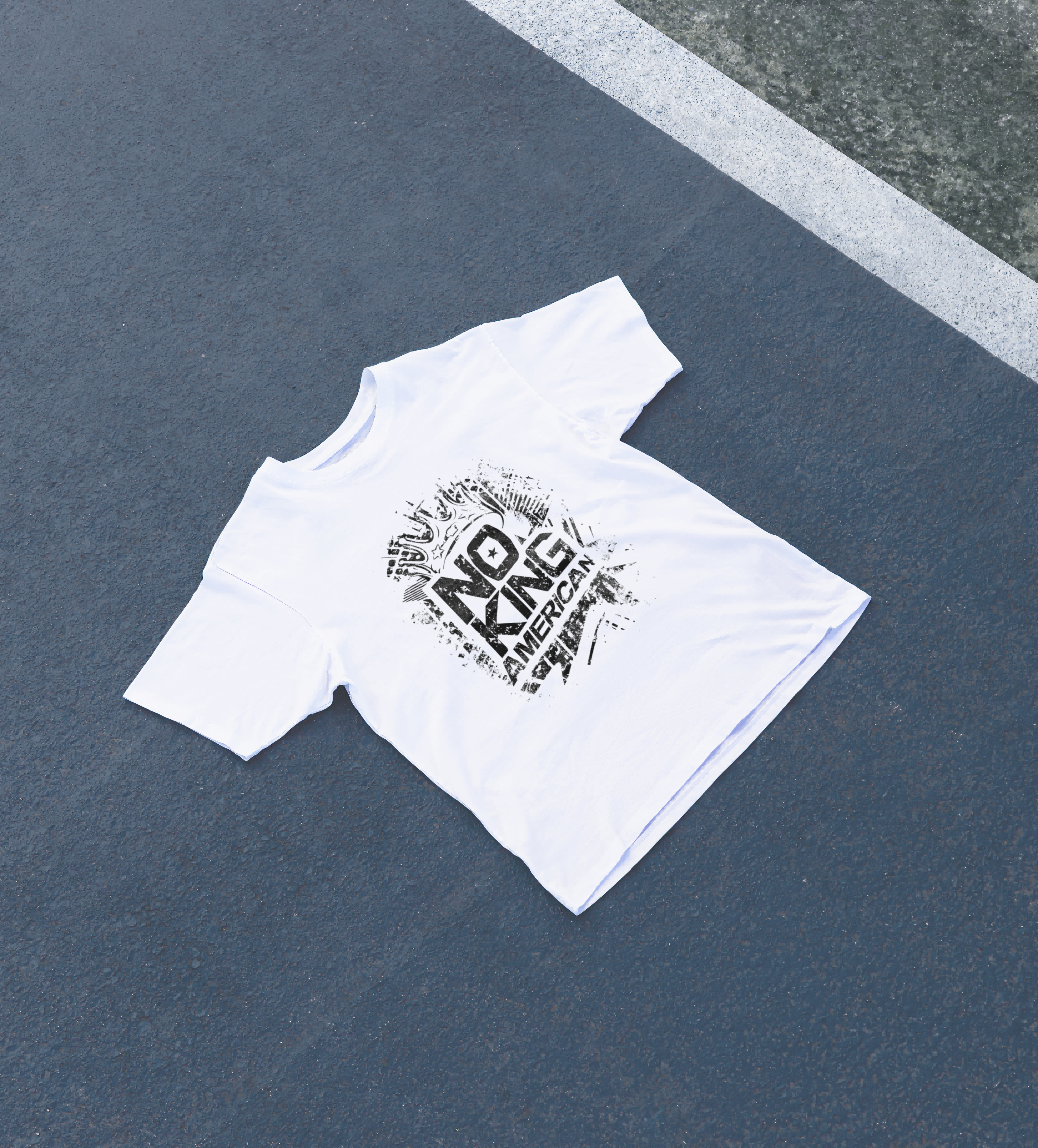 DIYANYONE Original "NO KING AMERICAN" Cotton T-Shirt - Grunge Style Anti-Establishment Tee, Long Sleeve Political Graphic T-Shirt