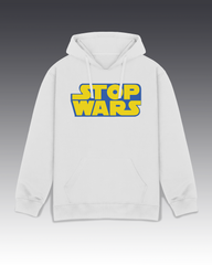 DIYANYONE Original "STOP WARS" Hoodie - Heavyweight Cotton Blend Pullover, Sci-Fi Parody Peace Activism Hoodies