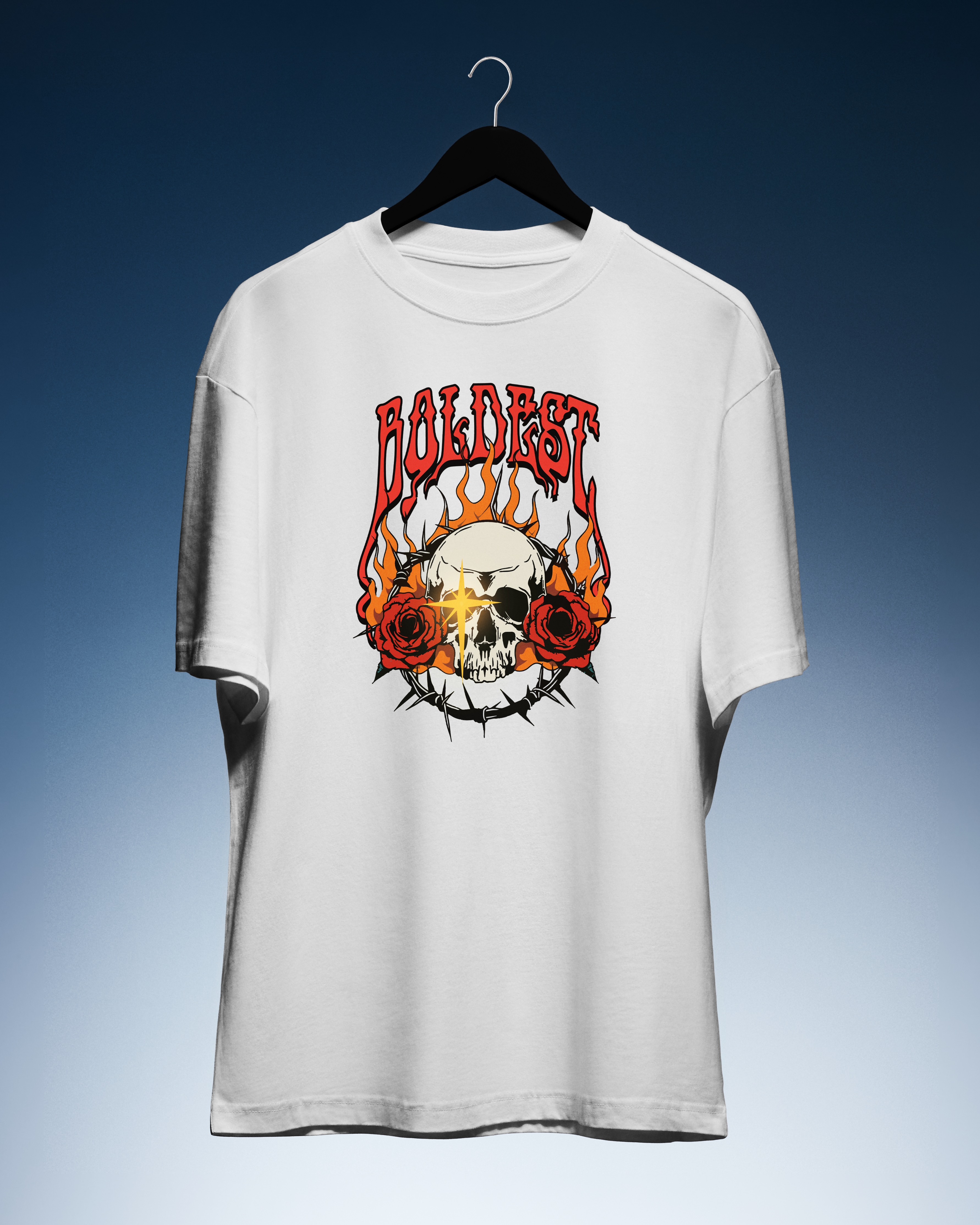 DIYANYONE Original Streetwear Tee: BOLDEST Skull and Flame Graphic