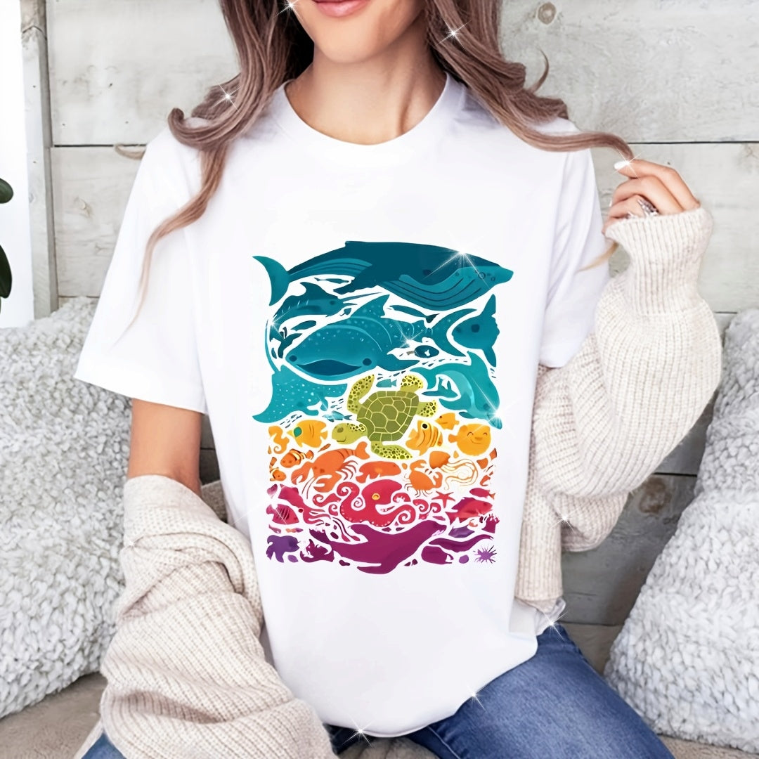 Colorful Ocean Animal Design T-shirt