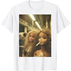 Funny Disgusting Doll face Meme Smoking Y2K Sarcastic Gift T-Shirt