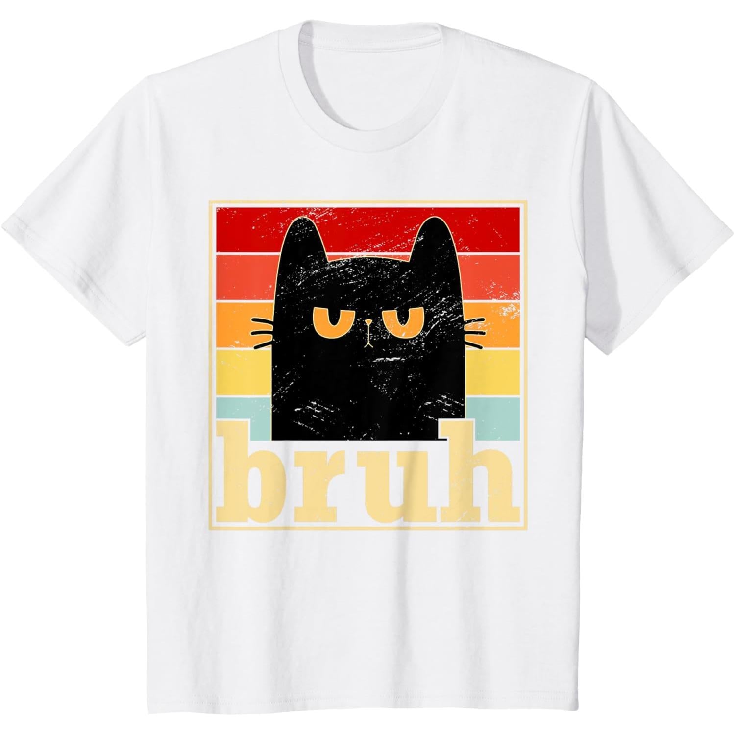 Funny Bruh Cat Meme Shirt for Teens Boys Girls Men Women T-Shirt