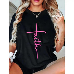 Cotton Unisex Christian Faith Cross Hot Pink Believers Christians Gift T-Shirt Christ Christian Tops Casual Top